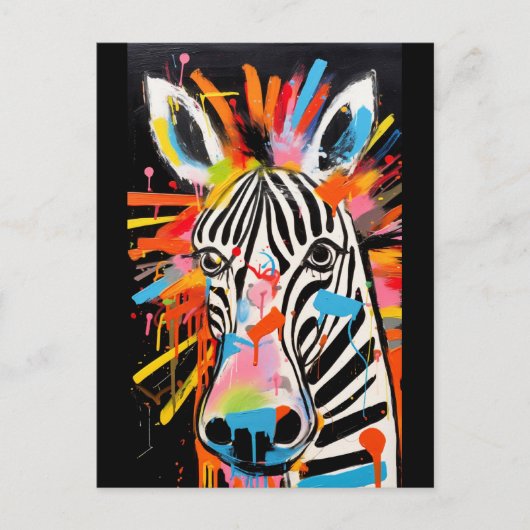 farbenfroh Zebra Graffiti Postkarte (Vorderseite)