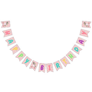 Farbenfroh zum Geburtstag Einhorn Dabbing Wimpelkette