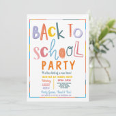 Farbenfroh zurück zum Party der Schule Moderner Te Einladung (Stehend Vorderseite)