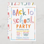 Farbenfroh zurück zum Party der Schule Moderner Te Einladung (Vorne/Hinten)