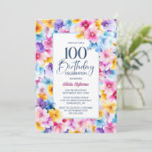 Farbenfrohe 100. Geburtstagsparty Einladung (Stehend Vorderseite)