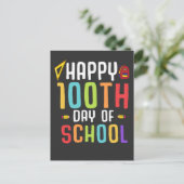 Farbenfrohe 100 Tage Schulfeier Postkarte (Stehend Vorderseite)