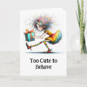 * Farbenfrohe 1 Whimsical Christmas Girl Gift AP97 Dankeskarte (Vorderseite)