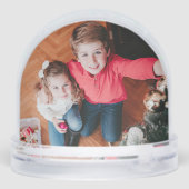 Farbenfrohe 2-Foto Frohe Weihnachtsfeier Poinsetti Schneekugeln (Rückseite)