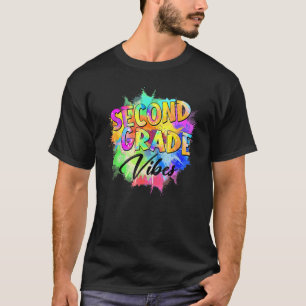 Farbenfrohe 2. Klasse Vibes Lehrer Student Zurück  T-Shirt