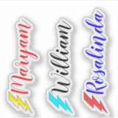 Farbenfrohe 3 Flaschennamen, Script Sticker für Ki (Vorderseite)