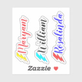 Farbenfrohe 3 Flaschennamen, Script Sticker für Ki (Blatt)