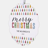 Farbenfrohe 3 Foto Frohe Weihnachten Ornament Karte (Links)