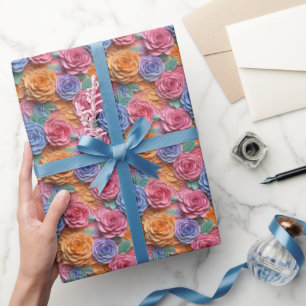 Farbenfrohe 3-Grad-Blumenmuster Geschenkpapier
