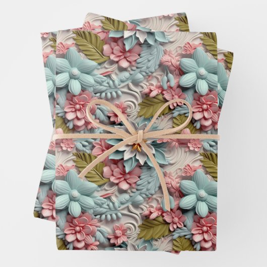 Farbenfrohe 3-Grad-Blumenmuster Geschenkpapier Set (Beispiel)