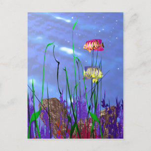 Farbenfrohe 3D Angelfish Postkarte