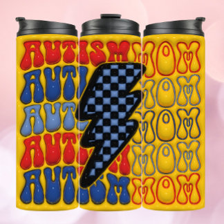 Farbenfrohe 3D-aufblasbare Autismus-Mama Tumbler! Thermosbecher