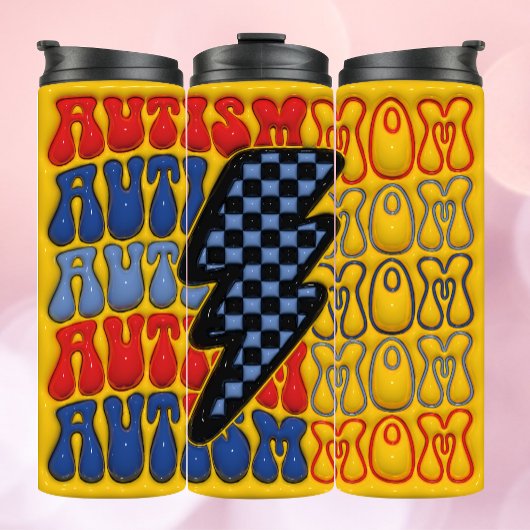 Farbenfrohe 3D-aufblasbare Autismus-Mama Tumbler! Thermosbecher