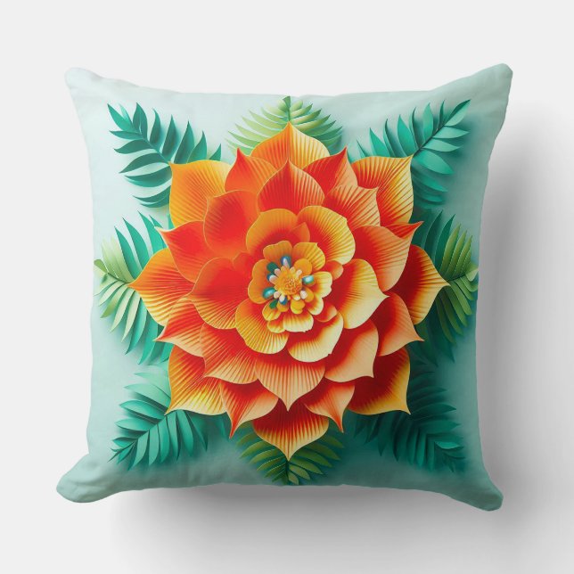 Farbenfrohe 3D-Blume Kissen (Vorderseite)