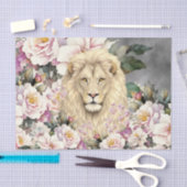 Farbenfrohe 3D-Blumen & Löwe vor Kohlehintergrund Seidenpapier (Handwerk)