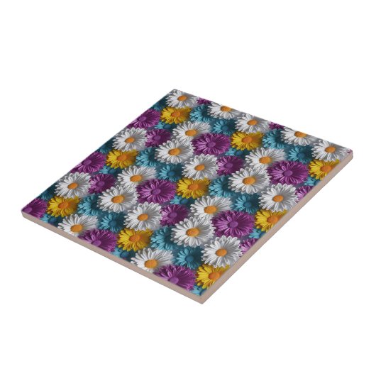 Farbenfrohe 3D Daisy Seamless-Muster Fliese (Seite)