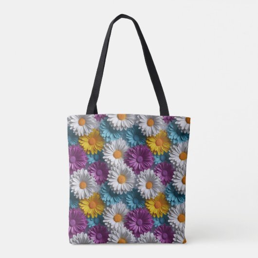 Farbenfrohe 3D Daisy Seamless-Muster Tasche (Rückseite)