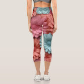 farbenfrohe 3D Gerbera Capri Leggings (Rückseite)