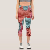 farbenfrohe 3D Gerbera Capri Leggings (Vorderseite)