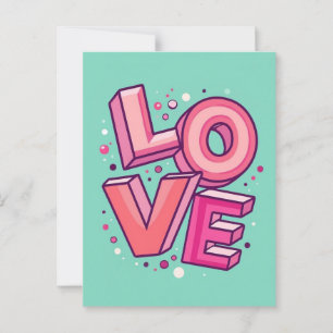 Farbenfrohe 3D-LIEBE Typografie Art on Minze Green Postkarte