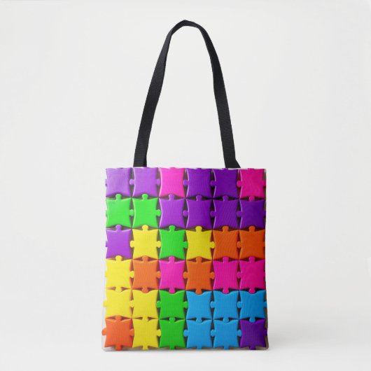Farbenfrohe 3D-Puzzleteile angeordnet Tasche (Vorderseite)