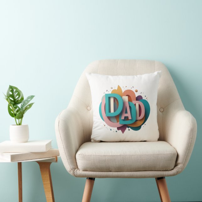 Farbenfrohe 3D "VATER" Grafikdesign | Kissen (Stuhl )