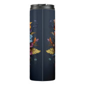 Farbenfrohe 3D-Zuckerschädel und Blume Thermosbecher (Rückseite)