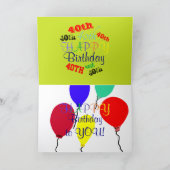 Farbenfrohe 40. Geburtstagsballons Karte (Innenseite)