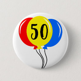 Farbenfrohe 50. Geburtstagsballons Button