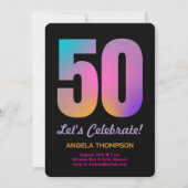 Farbenfrohe 50 Jahre Einladung zum Geburtstag (Vorderseite)