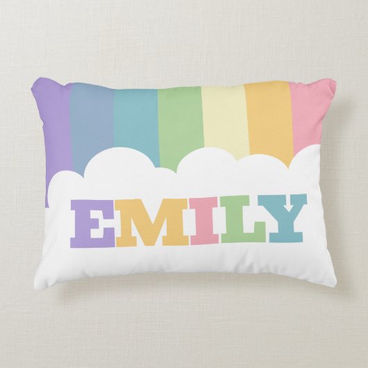 Farbenfrohe 5-Buchstaben-Bezeichnung Regenbogenerd Dekokissen (Vorderseite)