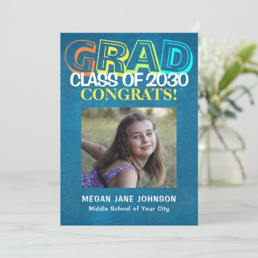 Farbenfrohe 5 Fotos Mittelschule 2024 Abschluss (Stehend Vorderseite)