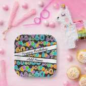 Farbenfrohe 60. Geburtstag Personalisierter Name Pappteller (Party)