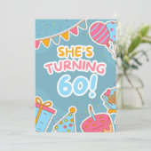 Farbenfrohe 60. Geburtstagsfeier Einladung (Stehend Vorderseite)