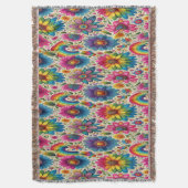 Farbenfrohe 60er Flower Power Botanik Decke (Vorderseite Vertikal)