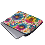 Farbenfrohe 60er Flower Power Botanik Laptopschutzhülle (Vorne Knopf)