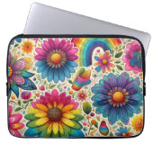 Farbenfrohe 60er Flower Power Botanik Laptopschutzhülle (Vorderseite)