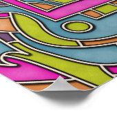 Farbenfrohe 60er Mod Geometric Abstrakt Poster (Ecke)