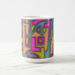 Farbenfrohe 60er Mod Geometrische Abstraktion Kaffeetasse