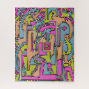 Farbenfrohe 60er Mod Geometrische Abstraktion Puzzle