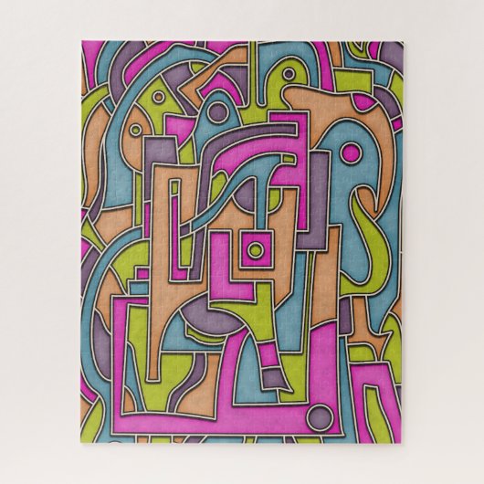Farbenfrohe 60er Mod Geometrische Abstraktion Puzzle (Vertikal)
