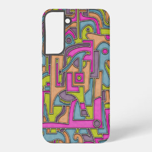 Farbenfrohe 60er Mod Geometrische Abstraktion Samsung Galaxy Hülle