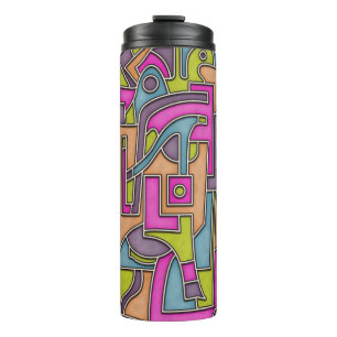 Farbenfrohe 60er Mod Geometrische Abstraktion Thermosbecher