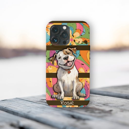 Farbenfrohe 70er Jahre Retro Funny Bull Dog Person Case-Mate iPhone Hülle