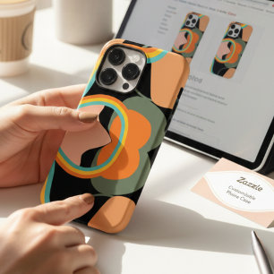 Farbenfrohe 70er Retro abstrakt auf schwarze Ästhe Case-Mate iPhone 14 Pro Max Hülle
