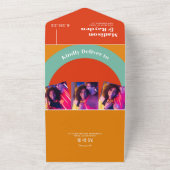 Farbenfrohe 70er Retro Abstraktes Foto QR Code Hoc All In One Einladung (Außenbereich)