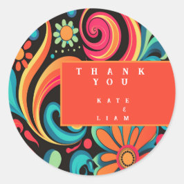 farbenfrohe 70er runder aufkleber