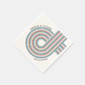 Farbenfrohe 70er Seventies Retro Streifen Hochzeit Serviette (Ecke)