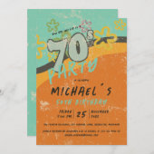 farbenfrohe 70er Vintage Party Einladung (Vorne/Hinten)