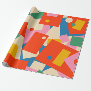 Farbenfrohe 80er Geometric Abstrakt Modern Pattern Geschenkpapier